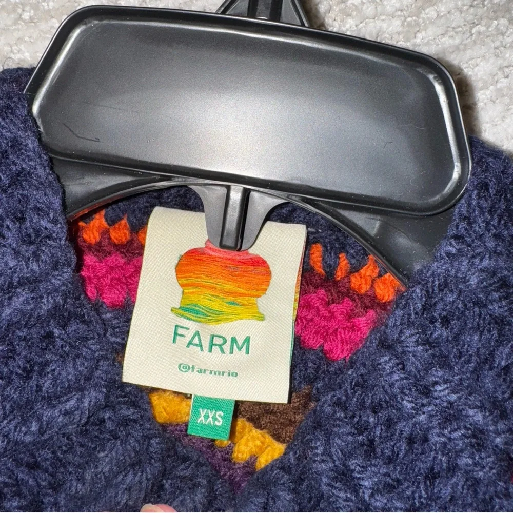 Farm Rio Colorful Waves Crochet Sweater XXS - Picture 11 of 11